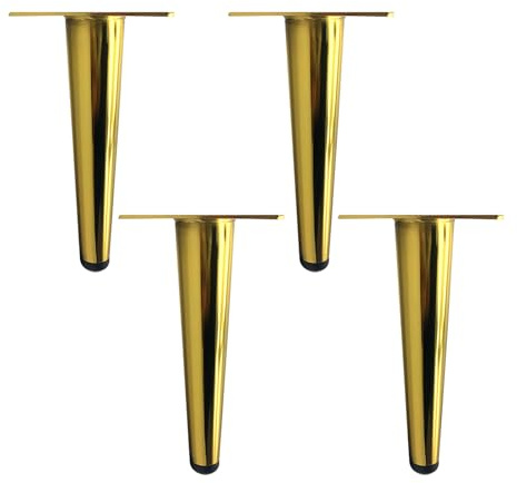 MJYDKBZ Möbelfüsse Konisch Gold, 4 Stück Möbelbeine Stütz Möbelfüße Gold Tischfüße Eisen | Sprühfarbe Sofasfüße Höhe: 10-72cm Schrankfüße Couchtischbeine Sofas Beine Tischbeine 12cm/4.7