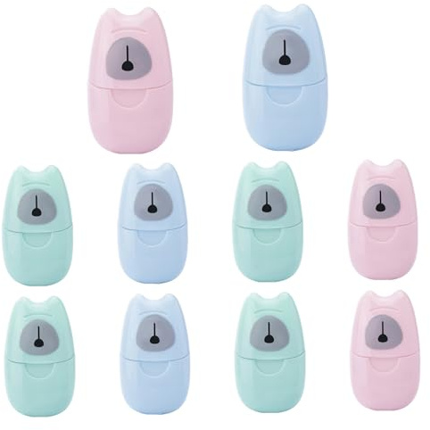 SHITOOMFE Jabón de Papel, láminas de jabón de Papel de 10 Piezas para Lavado a Mano, Hojas portátiles Desechables para Caminar para Acampar, Colores al Azar