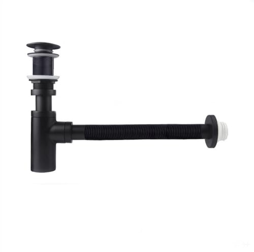 Sifón universal para fregadero, 30 cm, flexible, de latón, para lavabo, con tubo tubular de desagüe desplegable para un fácil drenaje