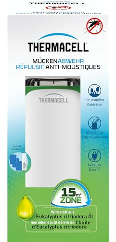 Thermacell Mückenabwehr Protect, innovatives und dekoratives Mückenschutz Standgerät im modernen Design, für Garten, Terrasse und Camping, weiß-grün, 1 Stück