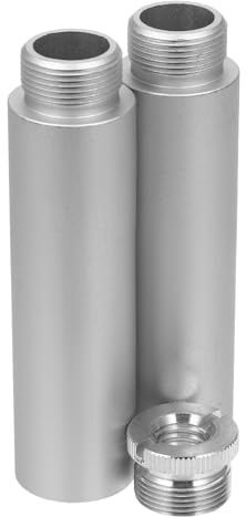 Mikrofonständer Verlängerungsrohr Satz 5/8-27 mit Adapter, Silber | Aluminiumlegierung, Robustes Zubehör für Singen und Aufnahme, 1 Satz mit Anschluss 3/8-16