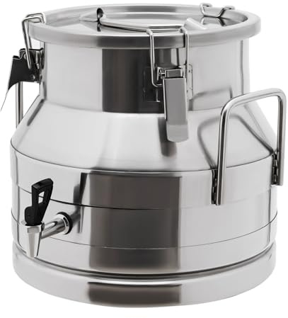 GSHIOIO Milk Can, 12L/ 3.17gal Stainless Steel Milk Jug with Faucet and Sealed Lid Wine Pail Jug Heavy Duty Liquid Storage Container Transport Barrel for Grain Wine Liquid Drink Dispenser