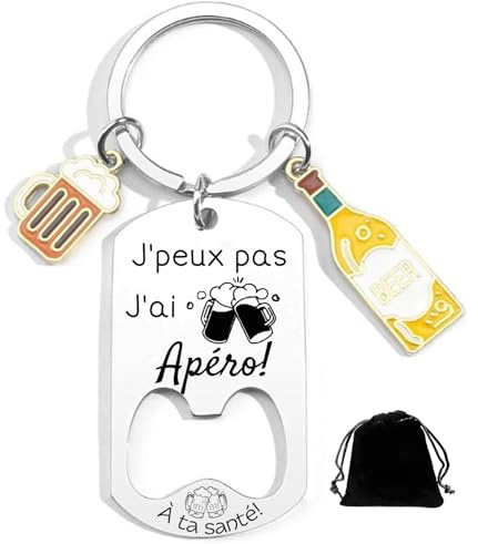 XWXWXW Cadeau Bière Porteclef Personnalisé Humoristique - Cadeau Fan d' Apéro Accessoire Original pour Anniversaire, Noël Accessoire Drôle pour un Apéro Entre Amis
