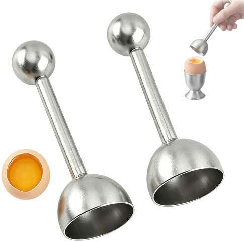 Zlokdraxy Lot de 2 Coupe-œufs en Acier Inoxydable, Toqueur Ouvre-œuf à la Coque et Dur à Mécanisme Vibrant, Facile à Utiliser pour Cuisine Maison