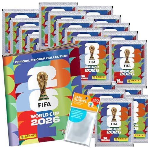 Confezione con adesivi del Mondiale 2026 - 1 album da collezione + 25 sacchetti + Custodie esclusive Collect-it (Confezione di marca propria)