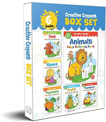 Colouring Books Super Boxset: Pack of 6 Crayon Copy Colour Books for Kids