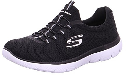 Skechers Mujer Summits 12980 Zapatillas, Black Mesh/ White Trim, 37.5 EU