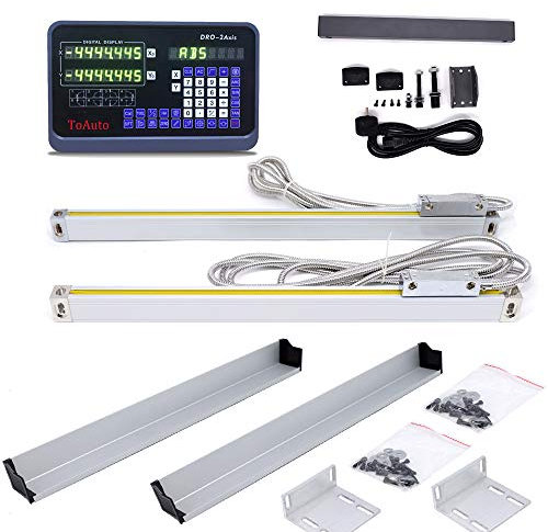 2 Axis Digital Readout DRO Display with Precision Linear Scale 5µm 50~1000mm for Milling Lathe Drill EDM Machine (400mm+850mm)