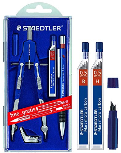 Staedtler Mars Comfort 552 01 PR1 Zirkel inkl.Ersatzminen (Zirkelminen + 0,5mm in H und B)