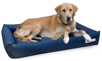 dogsfavorite, Hundebett Starter aus Kunstleder, Hundekissen, Pflegeleicht,100 x 75 cm, Marine