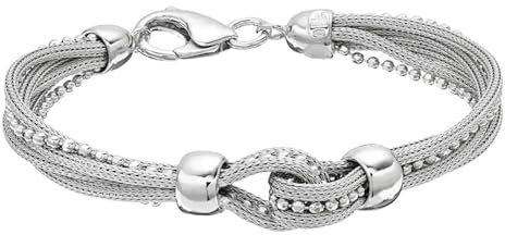 MAX + STONE 925er Sterlingsilber-Armbänder für Damen, 19,1 cm, reines Silbernetz-Armband, hypoallergen, anlaufgeschützt, massives Silber, 19,1 cm, Metall, 19 cm, Metall