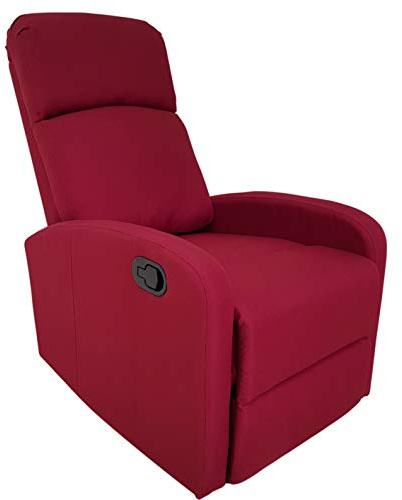 Gardenia Vida Relax, Poltrona Reclinabile, Legno, Tessuto, Acciaio, Bordeaux, 65 x 75 x H 101 CM