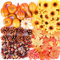 FEPITO 156 Piezas de Otoño Acción de Gracias Decoraciones, Mini Artificial Calabazas, los Conos del Pino, Caen Las Hojas, bellotas, Sun Flores y Bayas Rojas en Fuentes de otoño Partido Partido