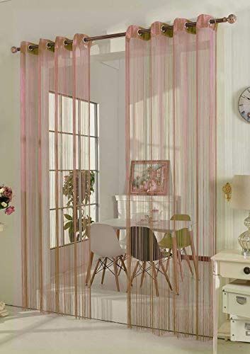 Gardinenbox Fadengardine Fadenstore Vorhang mit Ösen Raumteiler 140 x 250 cm, Rosa, 20304