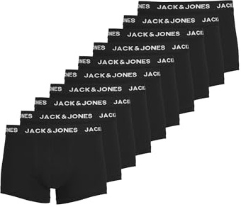JACK & JONES Boxershorts för män, 10-pack enfärgade, svart, S