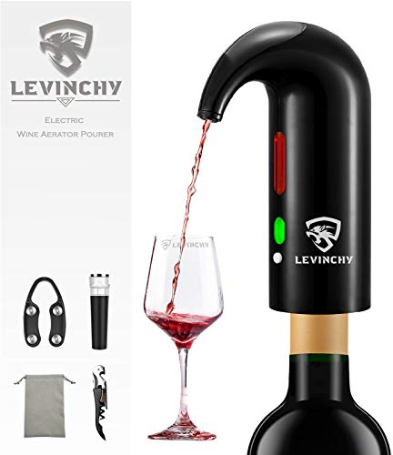 LEVINCHY Aérateur de vin électrique avec bec verseur, décanteur automatique de vin, oxydant à une touche, distributeur de vin automatique multi-intelligent, noir