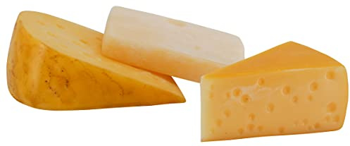 Forniture per decorazioni Klocke Manichini per alimenti realistici, articoli per formaggi artificiali, manichini per alimenti/decorazioni in plastica per alimenti (set di 3 formaggi)