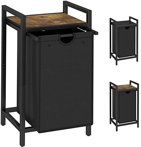 LAATOOREE Laundry Hamper, Two-Color Laundry Basket with Removable Laundry Bag and Top Shelf, Clothes Hamper for Samll Space,Laundry Room, Bedroom, Bathroom