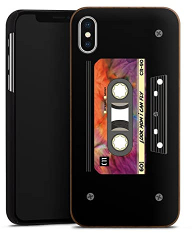 Coque en Bois Compatible avec Apple iPhone XS Max Coque en Bois veritable Coque de Protection en Bois Cassette CN Designs Batik