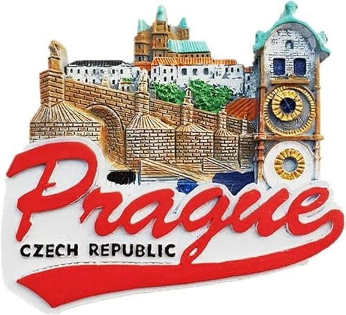 Kühlschrankmagnete, Dekorations-Magnetaufkleber, Souvenirs, 3D Prag Tschechische Republik Kühlschrankmagnet Reise-Souvenir Geschenk Kühlschrank Hand (Color : Prague Czech Republic, Size : 7X6.3 CM)