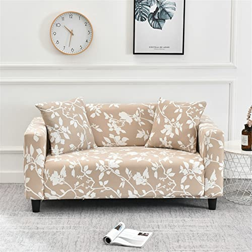 Lukery Stretch Sofabezug rutschfest Sofaüberwürfe mit Armlehnen, Universal Wohnzimmer All-Inclusive Ecksofa L Form Sofa/Sesselbezug für Hotel Schlafzimmer Zuhause (3 Sitzer,weißer Zweig)