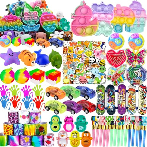 118 Pcs Party Favors for Kids, Pop Fidget Treasure Box Toys for Classroom, Prizes for Kids Classroom, Goodie Bag Stuffers, Pinata Stuffers Filler, Carnival Prizes Birthday Return Gifts for Ages 4-8-12