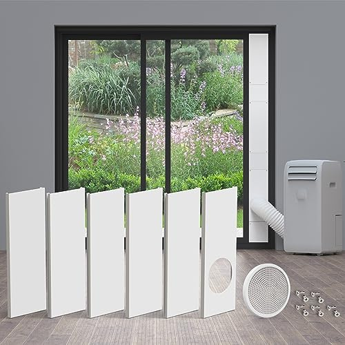 Daisypower Kit de puerta corredera para aire acondicionado portátil, paneles de sellado ajustables para manguera de CA portátil, hasta 90 pulgadas, 6 placas (5.9 pulgadas)
