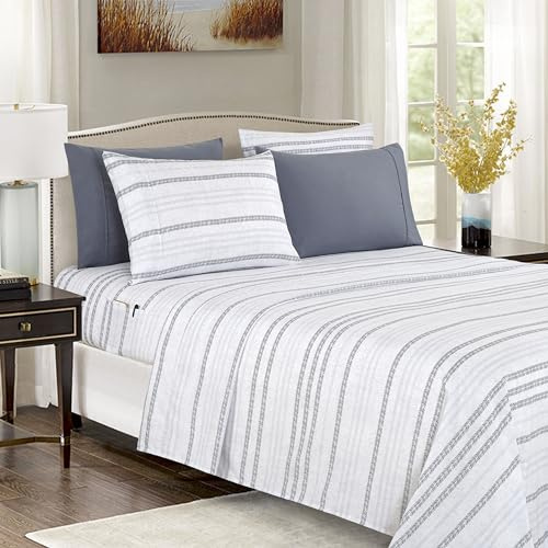 Elegant Comfort Softest and Coziest 6-Piece Sheet Set - 1500 Premium Hotel Quality Microfiber - Deep Pocket, Wrinkle Resistant 6-Piece Floral Bed Sheet Set, Queen, Traci Gray