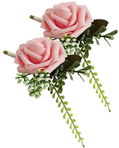 TOPBATHY Blumenanstecker für Hochzeit 2 Stück Pe Metall Rosa