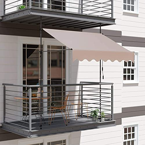 IBOWZ Markise Klemmmarkise Markise, manuell, einziehbar, für den Außenbereich, Terrasse, Markise, Schattenschutz, Überdachung mit Verstellbarer Höhe, 200–300 cm, Garten, Hof, Balkon, 250 x 120 cm