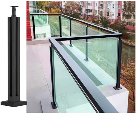 Parapetto in vetro Sistemi Di Ringhiere In Vetro Per Interni E Per Esterni Posizioni Della Balaustra Di Vetro acciaio Inossidabile - Può Aggiungere Il Corrimano ( Color : Black Corner Post , Size : 90