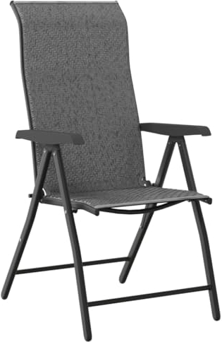 vidaXL Gartenstühle 4 STK., Gartenstuhl Hochlehner Klappbar, Klappstuhl Verstellbar, Stuhl Balkonstuhl Terrassenstuhl, Grau Poly Rattan