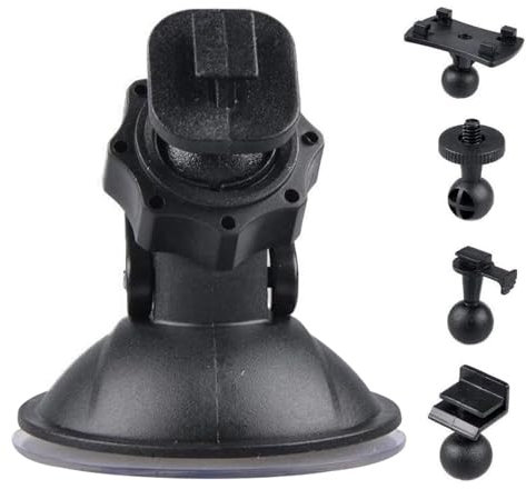 Secure Car Camera Mount - Powerful Windshield/Dash Grip, Fully Adjustable Stand | Unniversal Dashcam Holder with Multiple Adapters, In Vehicle Accessories for Recording Journeys and Vlogs