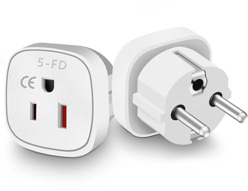 Adaptateur Prise USA vers France, Adaptateur USA vers France, Adaptateur Prise Americaine vers France, Prise Americaine Adaptateur Francais (2 Pièces)