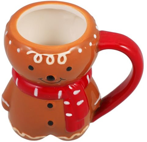 Zerodeko Gingerbread Man Tasse Aus Keramik Weihnachtsbecher Für Zuhause Und Büro Witzige Kaffeetasse Mit Rotem Schal Für Heiße Getränke Geschenkidee Für Kaffeeliebhaber