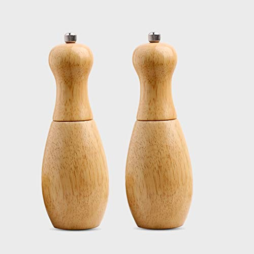 Wooden Salt Pepper Mills Set, Grinders,Spice Grinders,Hand Shaker Cruet Strong Adjustable Ceramic Core, 2 Pack