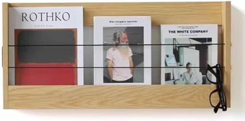 KHLMSRXJ An der Wand montierter Zeitschriftenständer für Broschüren, Bücherregal aus Holz, Literaturablageständer für das Schlafzimmer zu Hause (Farbe: Braun, Größe: 64 cm) (Farbe: Natur, G