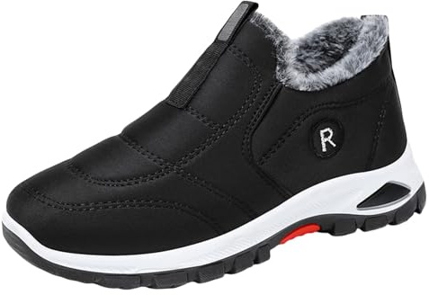 Generico Zapatos de nieve para mujer, cálidos, cortavientos, zapatos de senderismo para mujer, bajos, zapatillas de piel para el tobillo, botines al aire libre al aire libre, botas de invierno