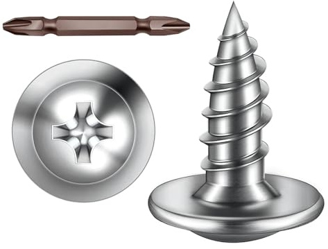 ORTAVA Lot de 50 vis à bois M3 x 10 mm en acier inoxydable A2 V2A, tête plate avec rondelle cruciforme avec foret argenté