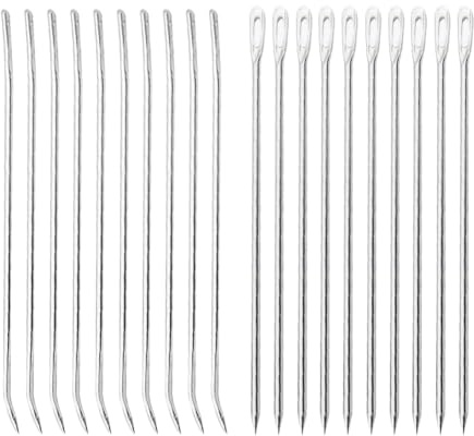 FSSTUD 20 Pcs Stainless Steel Cooking Needles Goose Poultry Needles Turkey Roasting Needle Metal Rotisserie Needle Meat Trussing Tying Needle Pork Sewing Up Needles for Securing Stuffed Chicken
