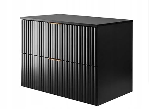 RODAN Waschbeckenunterschrank mit 2 Soft-Close Schubladen | Moderner Hängeschrank unter Waschbecken, Badezimmer Unterschrank ohne Waschbecken 46x80x57 cm, Badunterschrank Schwarz