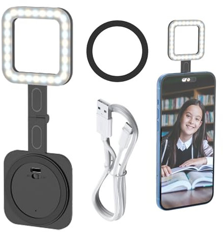 Kustimantu Anneau Lumineux LED pour Selfie, lumière magnétique pour Selfie de téléphone,Lampe à Selfie magnétique Rechargeable pour téléphone | Lumières Selfie Multifonctions et réglables pour la