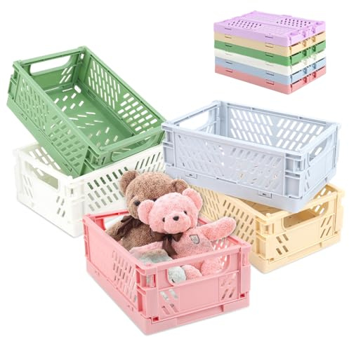 UTOCLEC 6 Stücke Mini Faltbarer Aufbewahrungskorb, klappbox Aufbewahrunskisten, Multifunktionaler Aufbewahrungs Organisation, 15 x 10 x 5,8cm Aufbewahrungskiste für Zuhause, Klassenzimmer, Büro