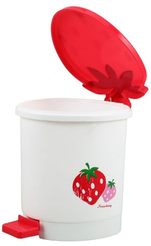 Petite Poubelle Fraise de Bureau en Plastique Rouge, Compacte et Mignonne