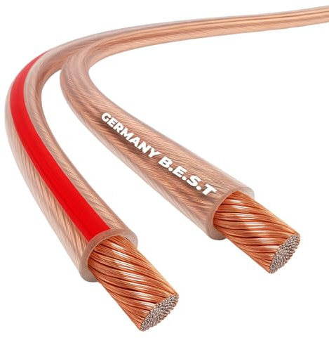 Germany B.e.s.t Cable de altavoz de 10 m, 2 x 2,5 mm², para altavoces y sistemas de cine en casa, cable de alta fidelidad CCA – cobre aluminio
