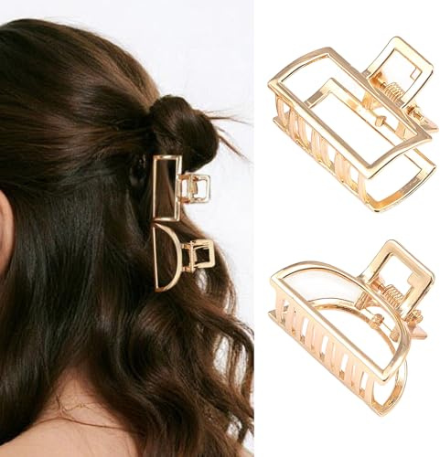 Nevoluxer Haarklammer Metall, Goldfarben, 2 Stück Haarklammer Gold im Französischen Design, Eleganter Haarschmuck für Damen & Mädchen, Stylische Metall Haarklammern