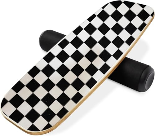 Balance Board Surf Trainer with Adjustable Stoppers - 2 Different Distance Options Balance Board for Surfing, Snowboarding, Skiing, Skateboarding, 300lbs Capacity (check)