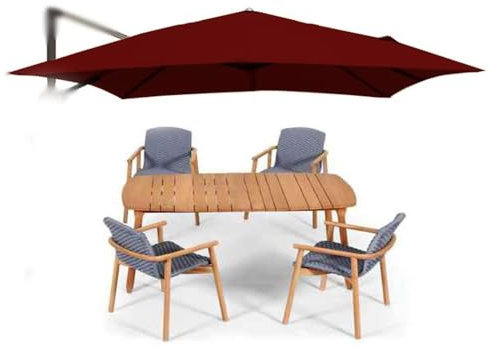 ZYXQQJ Tessuto di Ricambio per Ombrellone Quadrato 300x300cm Tettuccio per Ombrellone Offset/Ombrello da Giardino/Ombrello da Mercato 8 Stecche(Burgundy,3x3m/9.8x9.8ft)