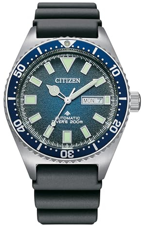 Citizen Men's Automatic Promaster Sea Dive Watch, Black Polyurethane Strap, Blue Dial, Day/Date and 3 Hand (Model: NY0129-07L)