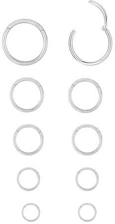 mkemka 10 Stück Nasenpiercing Ring Edelstahl Nasenpiercing Body Piercing Schmuck Nostril Septum Piercing Rings Set Nasenpiercing Hoop 6mm 8mm 10mm 12mm 14mm